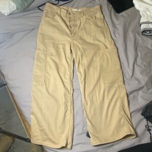 Levi’s High Waisted Wide Leg Crop Khaki Jeans 30